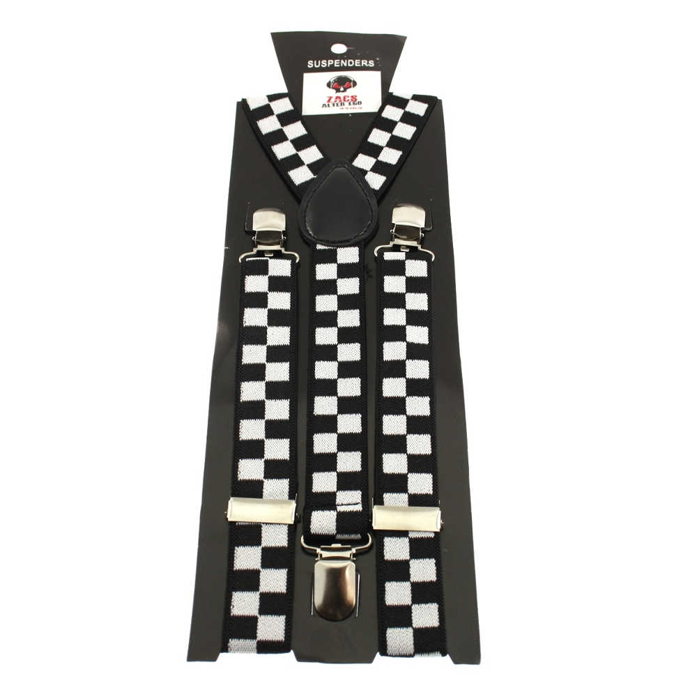 Zac's Alter Ego - Checkered Hosenträger - Weiß/Schwarz